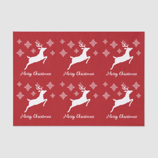 Witte dieper op rood met sneeuwvlokken en tekst tissuepapier (Voorkant)