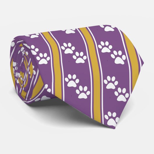 Witte Dierenpoot Prints Team Sport stropdas (Opgerold)