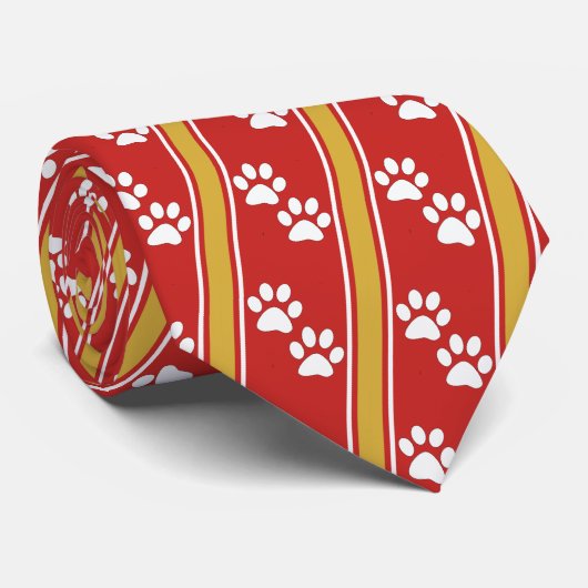 Witte Dierenpoot Prints Team Sport stropdas (Opgerold)