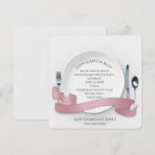 Witte dinerbord voor jubileumfeest kaart (Voorkant / Achterkant)