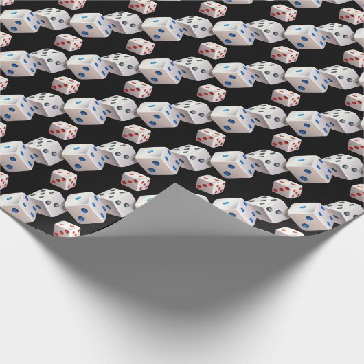 Witte dobbelstenen met kleurrijke Stippen Cadeaupapier (Hoek)