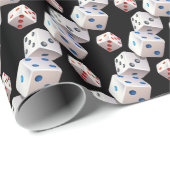 Witte dobbelstenen met kleurrijke Stippen Cadeaupapier (Rol Hoek)