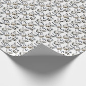 Witte dobbelstenen op wit cadeaupapier (Hoek)