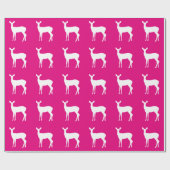 Witte Doe een Hert op Roze Verpakkingsdocument Cadeaupapier (Vlak)