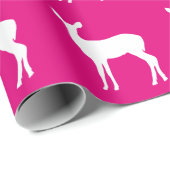 Witte Doe een Hert op Roze Verpakkingsdocument Cadeaupapier (Rol Hoek)