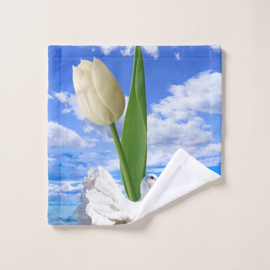 Witte doekjes Tulp Bad Handdoek (Wasdoekje)