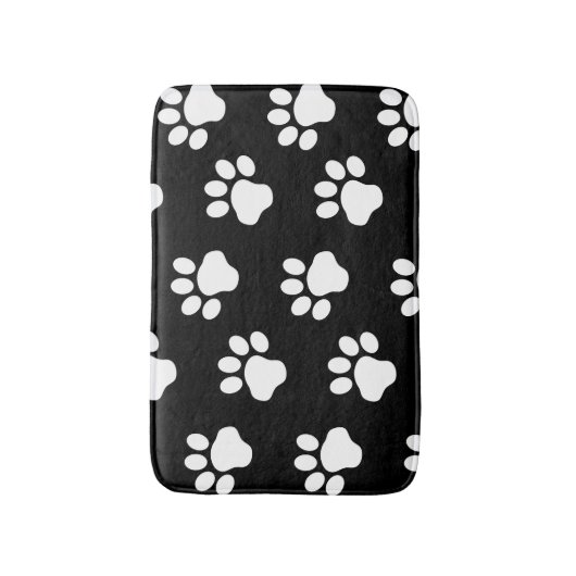 Witte doekjes verf afdrukken op zwart badmat (Voorkant Verticaal)