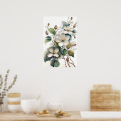 Witte Dogwood Flowers Art Print Poster (Keuken)