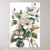 Witte Dogwood Flowers Art Print Poster (Voorkant)