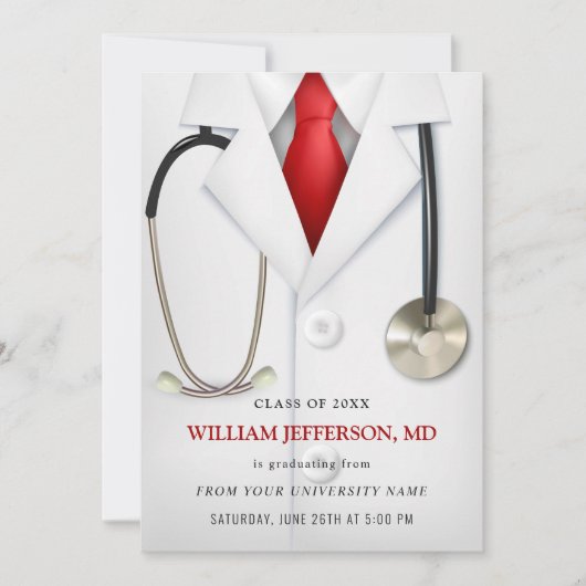 Witte Dokter Jas Modern Verpleegkunde School Afstu Kaart (Voorkant)