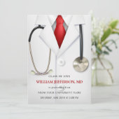 Witte Dokter Jas Modern Verpleegkunde School Afstu Kaart (Staand voorkant)