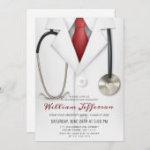 Witte Dokter Jas Modern Verpleegkunde School Afstu Kaart (Voorkant / Achterkant)