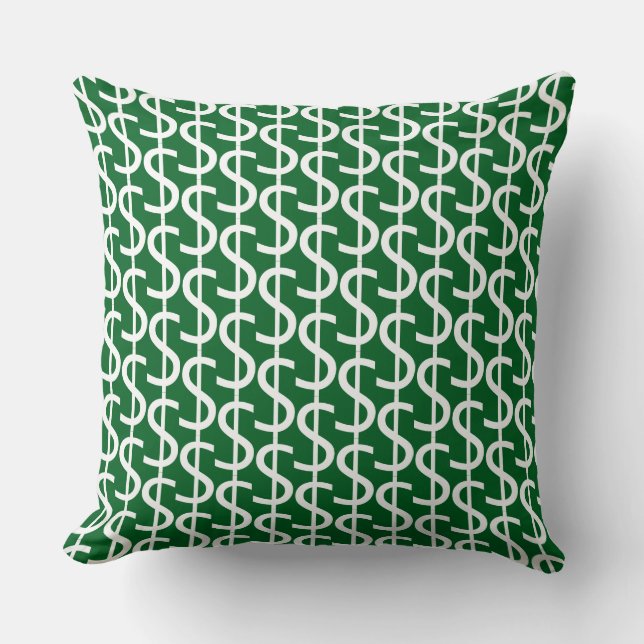 Witte dollar $igns herhalen  rijke groene decorati kussen (Voorkant)
