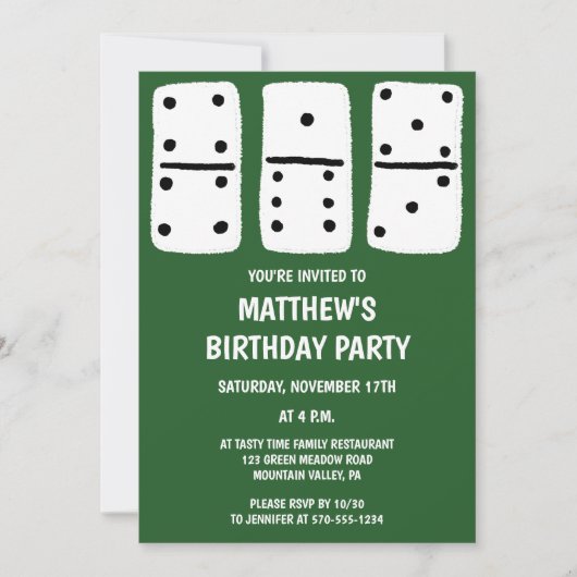 Witte Dominosen met zwarte Stippen Groen Kaart (Voorkant)