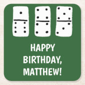 Witte Dominosen met zwarte Stippen op groen Kartonnen Onderzetters (Voorkant)