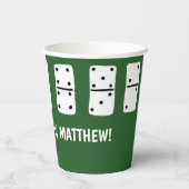 Witte Dominosen met zwarte Stippen op groen Papieren Bekers (Achterkant)