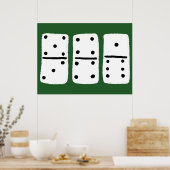 Witte Dominosen met zwarte Stippen op groen Poster (Keuken)