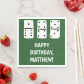 Witte Dominosen met zwarte Stippen op groen Servet (Insitu)