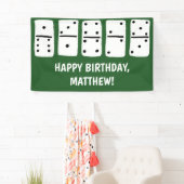 Witte Dominosen met zwarte Stippen op groen Spandoek (Insitu)