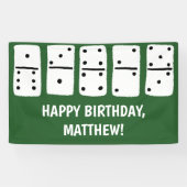 Witte Dominosen met zwarte Stippen op groen Spandoek (Horizontaal)