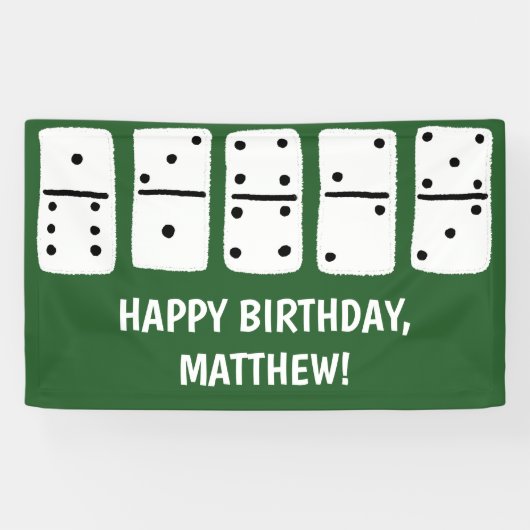 Witte Dominosen met zwarte Stippen op groen Spandoek (Horizontaal)