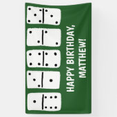 Witte Dominosen met zwarte Stippen op groen Spandoek (Verticaal)