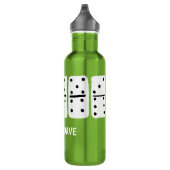 Witte Dominosen met zwarte Stippen op maat Waterfles (Rechts)