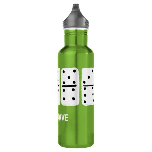 Witte Dominosen met zwarte Stippen op maat Waterfles (Rechts)