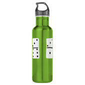 Witte Dominosen met zwarte Stippen op maat Waterfles (Achterkant)