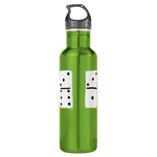 Witte Dominosen met zwarte Stippen op maat Waterfles (Achterkant)