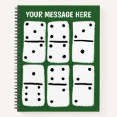 Witte Dominosen over Groen Gepersonaliseerd Notitieboek (Voorkant)