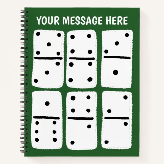 Witte Dominosen over Groen Gepersonaliseerd Notitieboek (Voorkant)
