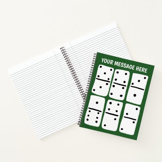 Witte Dominosen over Groen Gepersonaliseerd Notitieboek (Binnen)