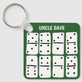 Witte Dominosen over Groen Gepersonaliseerd Sleutelhanger (Voorkant)