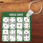 Witte Dominosen over Groen Gepersonaliseerd Sleutelhanger (Achterkant)