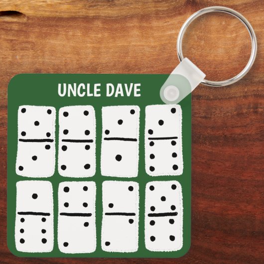 Witte Dominosen over Groen Gepersonaliseerd Sleutelhanger (Achterkant)