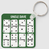 Witte Dominosen over Groen Gepersonaliseerd Sleutelhanger (Achterkant)