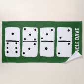 Witte Dominosen over Groen Gepersonaliseerd Strandlaken (Voorkant)