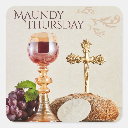Witte Donderdag Eucharistie Kelk Goede Week Vierkante Sticker (Voorkant)