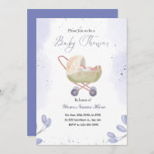 Witte Donker Paarse Baby Shower Uitnodigingen (Voorkant / Achterkant)