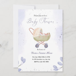 Witte Donker Paarse Baby Shower Uitnodigingen