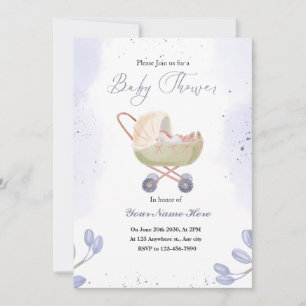 Witte Donker Paarse Baby Shower Uitnodigingen