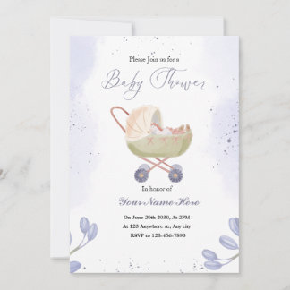Witte Donker Paarse Baby Shower Uitnodigingen