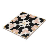 Witte, donker-paarse, witte, roze en gele bloemen tegeltje (Zijkant)