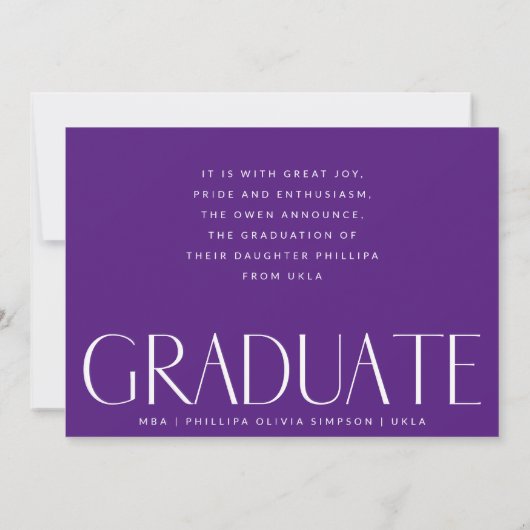 Witte Donkere Overlay Moderne Foto Afstuderen Aankondiging (Achterkant)