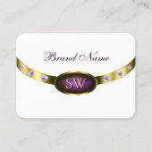 Witte, donkere Paarse marmer en goud met Initialen Visitekaartje (Voorkant)