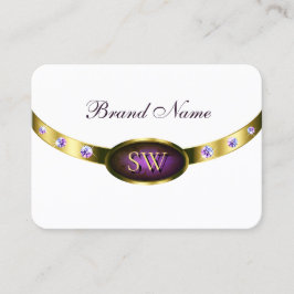 Witte, donkere Paarse marmer en goud met Initialen Visitekaartje