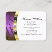 Witte, donkere Paarse marmer en goud met Initialen Visitekaartje (Achterkant)