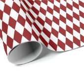 Witte & donkerrode Harlequin-diamanten Cadeaupapier (Rol Hoek)