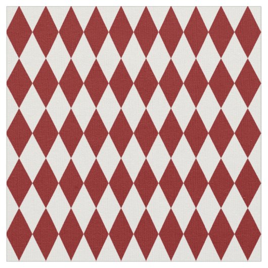 Witte & donkerrode Harlequin-diamanten Stof (Close Up)